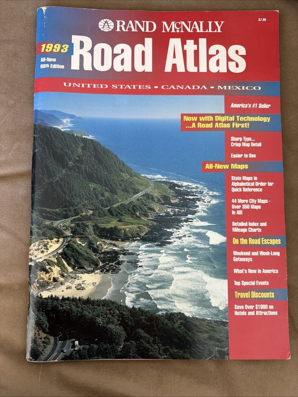 1993 Rand McNally Road Atlas for United States Canada and Mexico Vintage Map